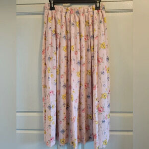 Vintage Susan Bristol Pleated Pink Floral Maxi Skirt